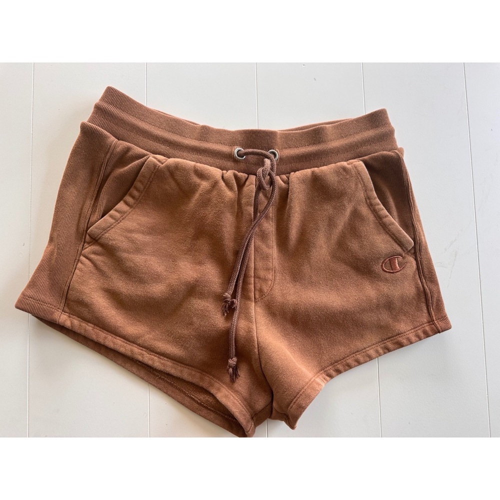 Champion Brown Sweat Shorts Womens Medium Fleece Lounge Athletic